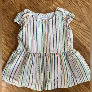 Hanna Andersson Dress with Metallic Rainbow Stripes 12-18 months